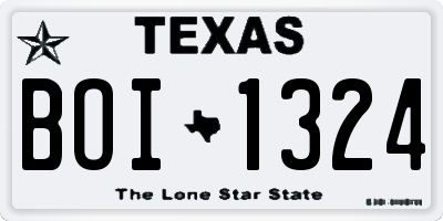 TX license plate BOI1324