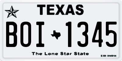 TX license plate BOI1345