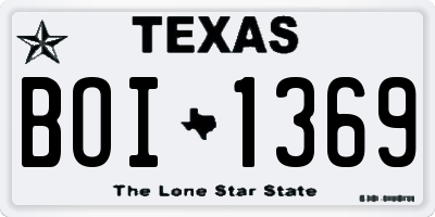 TX license plate BOI1369