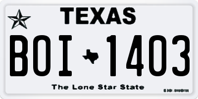 TX license plate BOI1403