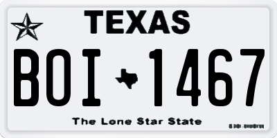 TX license plate BOI1467