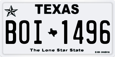 TX license plate BOI1496