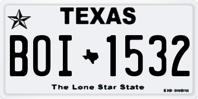 TX license plate BOI1532