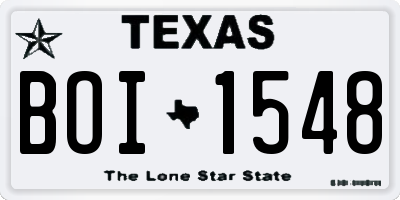 TX license plate BOI1548