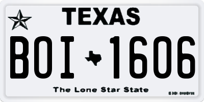 TX license plate BOI1606