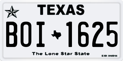 TX license plate BOI1625