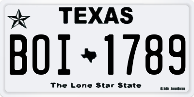TX license plate BOI1789