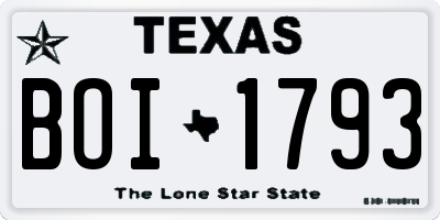TX license plate BOI1793