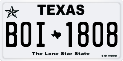 TX license plate BOI1808