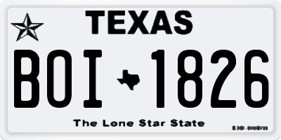 TX license plate BOI1826