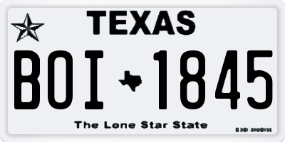 TX license plate BOI1845