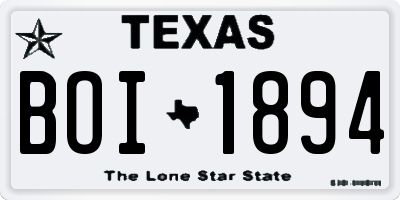 TX license plate BOI1894