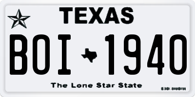 TX license plate BOI1940