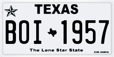 TX license plate BOI1957