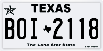 TX license plate BOI2118