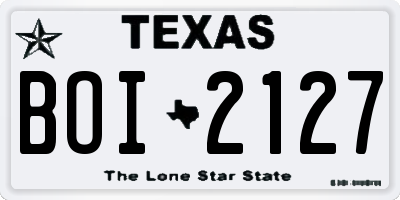 TX license plate BOI2127