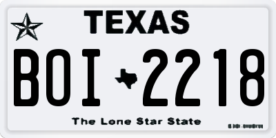 TX license plate BOI2218