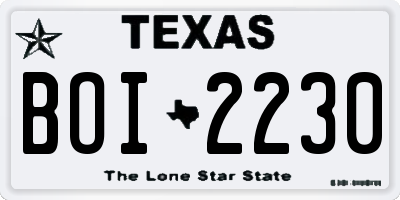 TX license plate BOI2230