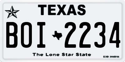 TX license plate BOI2234