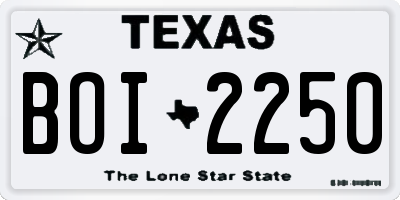 TX license plate BOI2250