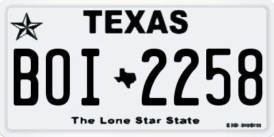 TX license plate BOI2258