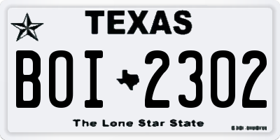 TX license plate BOI2302