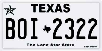 TX license plate BOI2322