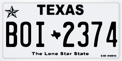 TX license plate BOI2374