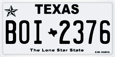 TX license plate BOI2376