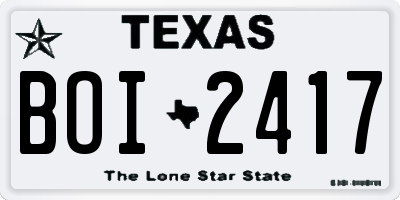 TX license plate BOI2417