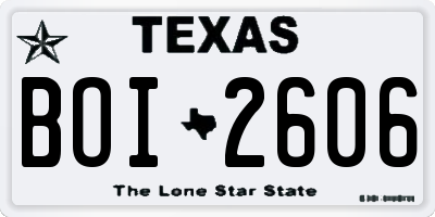 TX license plate BOI2606