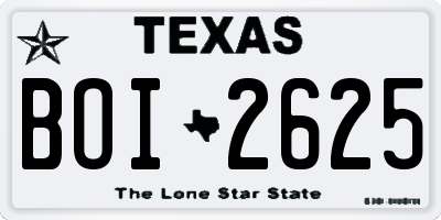 TX license plate BOI2625