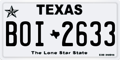 TX license plate BOI2633