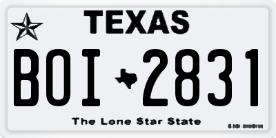 TX license plate BOI2831