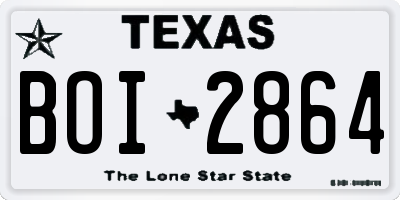 TX license plate BOI2864