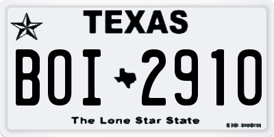 TX license plate BOI2910