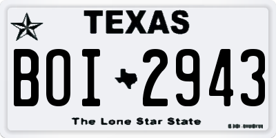 TX license plate BOI2943