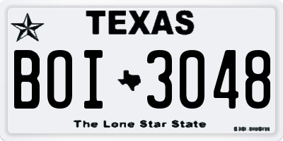 TX license plate BOI3048