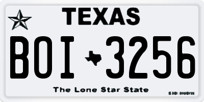 TX license plate BOI3256