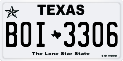 TX license plate BOI3306