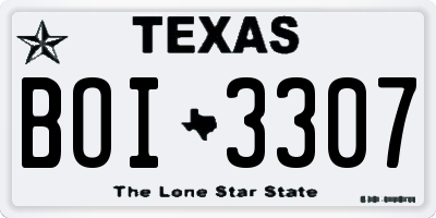 TX license plate BOI3307