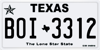 TX license plate BOI3312