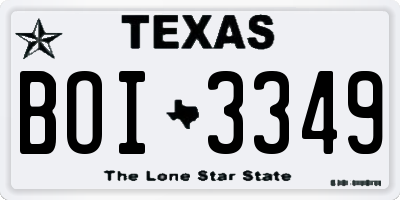 TX license plate BOI3349