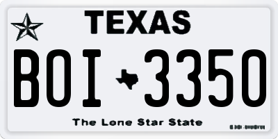 TX license plate BOI3350