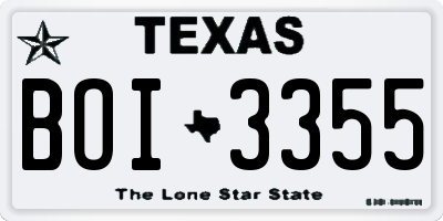 TX license plate BOI3355