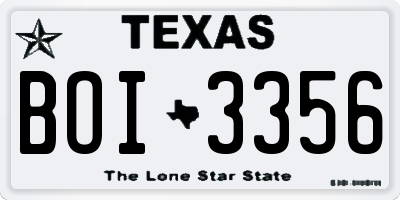 TX license plate BOI3356