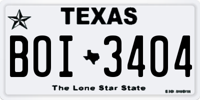 TX license plate BOI3404