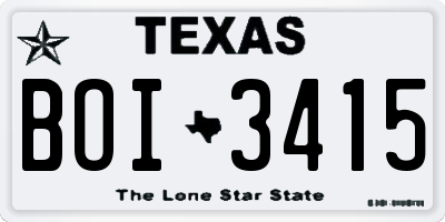 TX license plate BOI3415