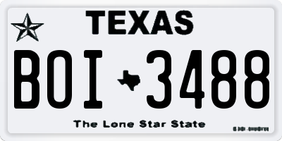 TX license plate BOI3488