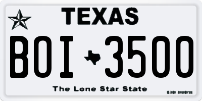 TX license plate BOI3500
